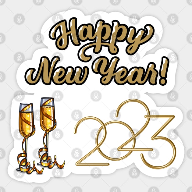 Happy New Year 2023 Sticker by Budwood Designs